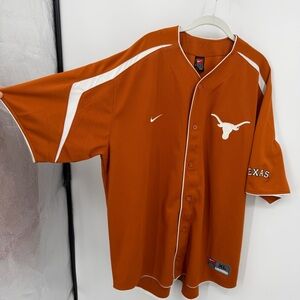 Nike team Dri-Fit Texas Longhorns Baseball Jersey Orange Men's XL full button